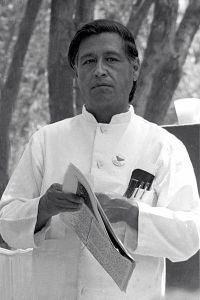 Cesar Chavez. From Wikipedia http://en.wikipedia.org/wiki/File:Cesar_chavez_crop2.jpg by Joel Levine and user Mangostar